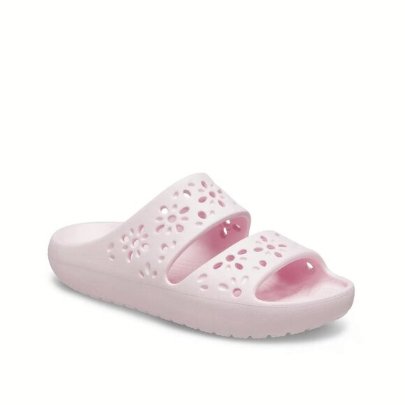NEW Crocs Sizes 8, 9, 10 Women's Classic Floral Cutout Sandal Slide - Pink Milk - Picture 2 of 7
